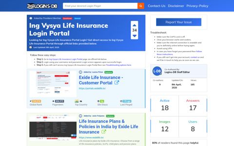 Ing Vysya Life Insurance Login Portal - Logins-DB