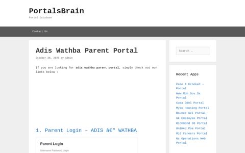Adis Wathba Parent - Parent Login - Adis Â€“ Wathba