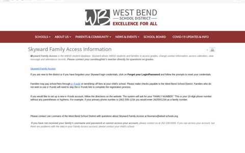 Skyward Family Access Information • Page - West Bend ...