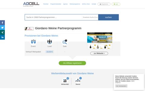 Giordano Weine Partnerprogramm bei ADCELL - Hier ...