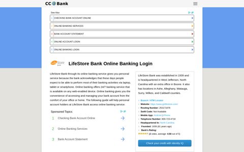 LifeStore Bank Online Banking Login - CC Bank