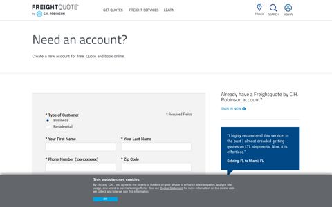Create an Account | Get Instant Quotes - Freightquote
