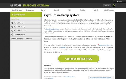 Payroll Time Entry System | Employee Gateway - Utah ...
