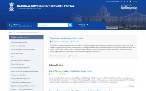 Track your postal consignments online | National Government ...