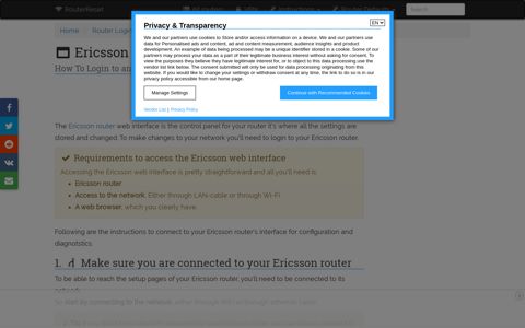 How To Login to an Ericsson Router And Access The Setup ...