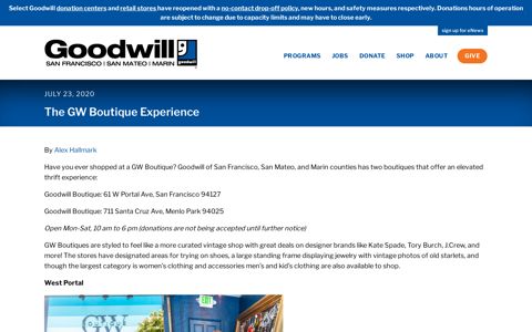 The GW Boutique Experience - SF Goodwill