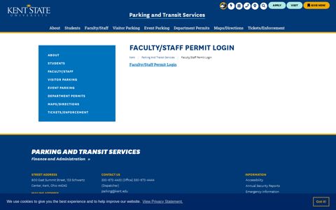 Faculty/Staff Permit Login | Kent State University