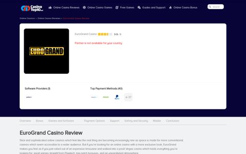 EuroGrand Casino Review | Games, Bonuses, Software and ...