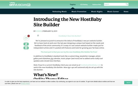 Introducing the New HostBaby Site Builder | DIY Musician Blog