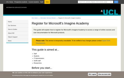 Register for Microsoft's Imagine Academy | Information ... - UCL
