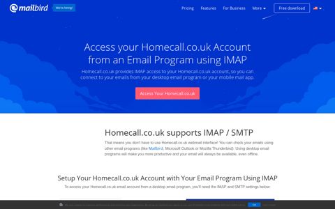 Access your Homecall.co.uk email with IMAP - December 2020