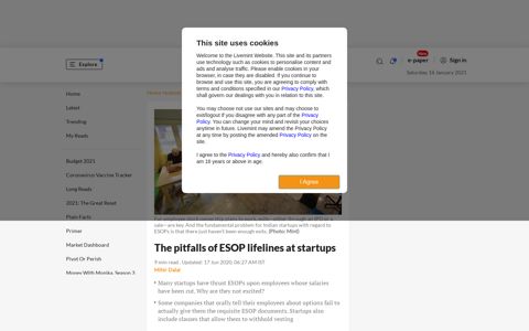 The pitfalls of ESOP lifelines at startups - Mint