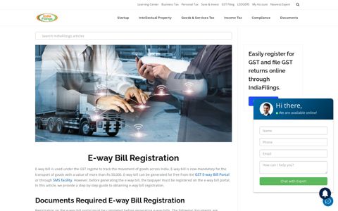E-way Bill Portal Registration - IndiaFilings