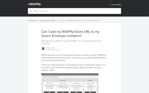 Can I add my RSVPify Event URL to my Green Envelope ...