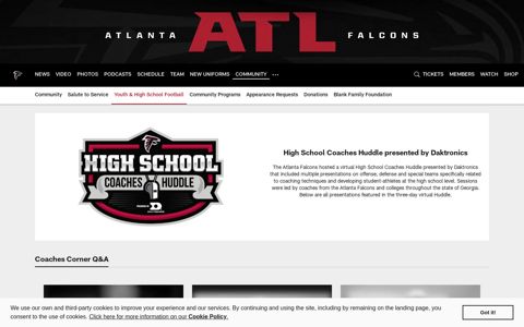 High School Coaches Huddle - Atlanta Falcons