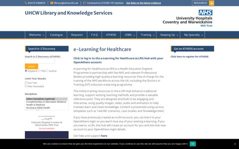 e-Learning for Healthcare | UHCW Library & Knowledge ...