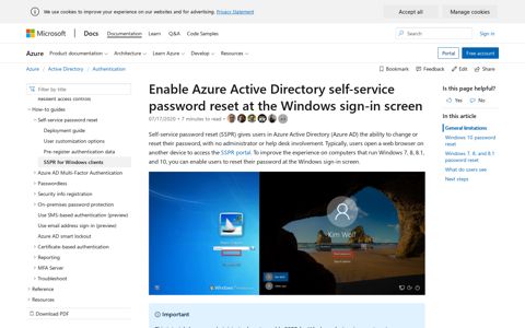 Self-service password reset for Windows devices - Azure ...