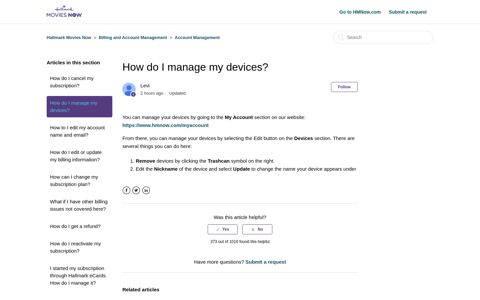 How do I manage my devices? – Hallmark Movies Now