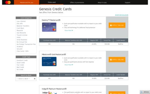 Mastercard Credit Card from Genesis