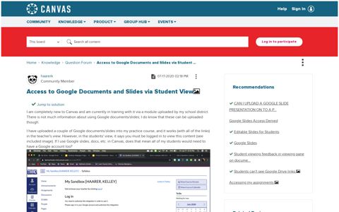 Solved: Access to Google Documents and Slides via Student ...