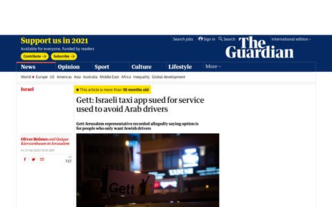 Gett: Israeli taxi app sued for service used to avoid Arab drivers