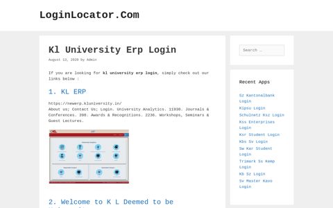 Kl University Erp Login - LoginLocator.Com