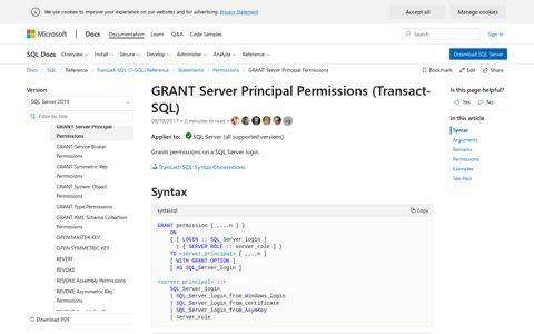 GRANT Server Principal Permissions (Transact-SQL) - SQL ...