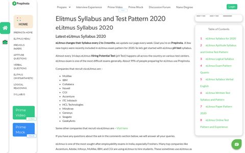 eLitmus Syllabus 2020 for Online Written Test Aptitude Pattern ...