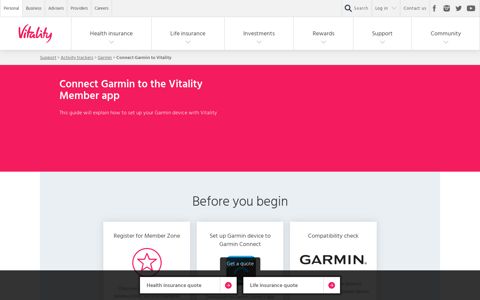 Connect Garmin to the Vitality Member app