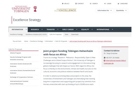 Joint project funding Tübingen-Hohenheim with focus on Africa
