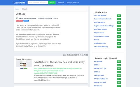 Login Jobs180 or Register New Account - LoginPorts