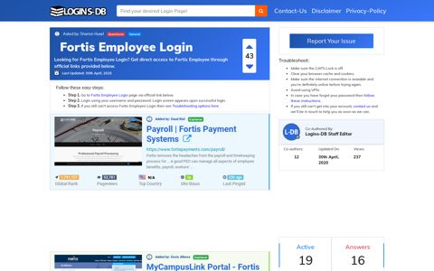 Fortis Employee Login - Logins-DB