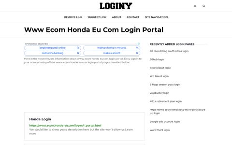 Www Ecom Honda Eu Com Login Portal ✔️ One Click Login