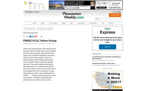 FREECYCLE Yahoo Group | Town Square ...