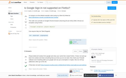 Is Google Sign-In not supported on Firefox? - Stack Overflow