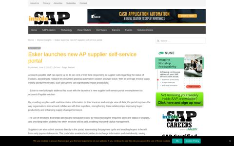 Esker launches new AP supplier self-service portal - InsideSAP