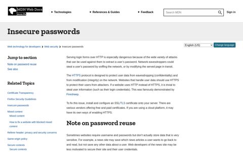 Insecure passwords - Web security | MDN