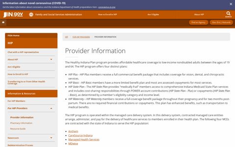 FSSA: HIP: Provider Information - IN.gov