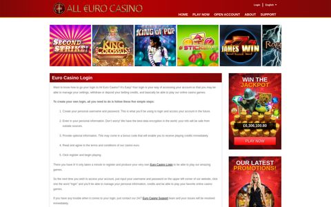 All Euro Casino: Login to Your Casino Euro Account
