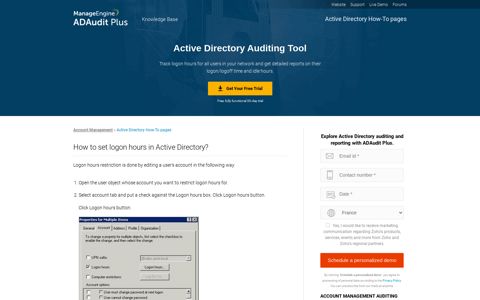 How to set logon hours in Active Directory - ManageEngine