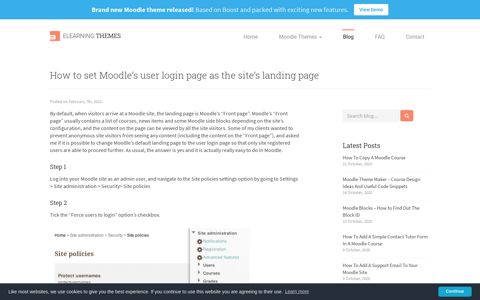 How to set Moodle's user login page as the site's landing page ...