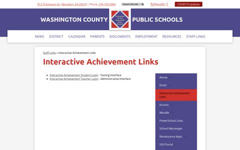 Interactive Achievement Links – Staff Links – Washington ...