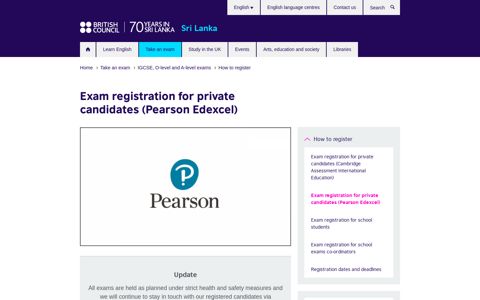 Exam registration for private candidates (Pearson Edexcel ...