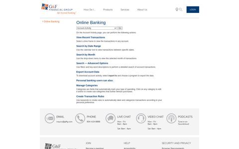 Online Banking - G&F Financial Group