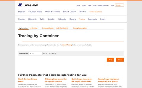 Tracing by Container - Hapag-Lloyd