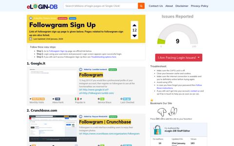Followgram Sign Up - A database full of login pages from all ...