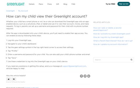 How can my child view their Greenlight account? – Greenlight