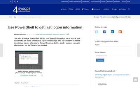 Use PowerShell to get last logon information – 4sysops
