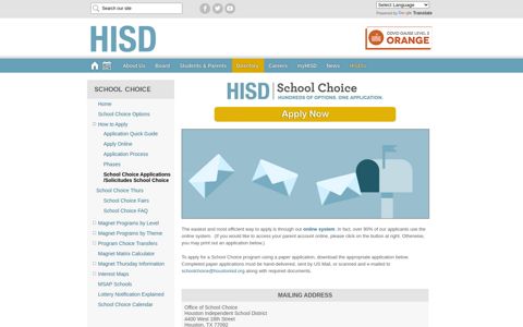 School Choice / School Choice Applications ... - Houston ISD