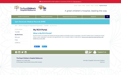 Epic Electronic Medical Records (EMR) : My RCH Portal